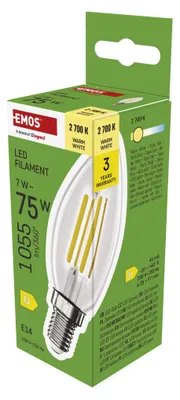 LED žárovka Filament svíčka / E14 / 7 W (75 W) / 1055 lm / teplá bílá