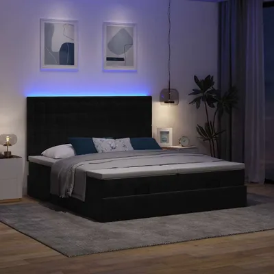 Produktbild von Eleganten-Stil Ottoman-Bett mit Matratzen Schwarz 180x200 cm Samt - Klassische Betten CHY9754231