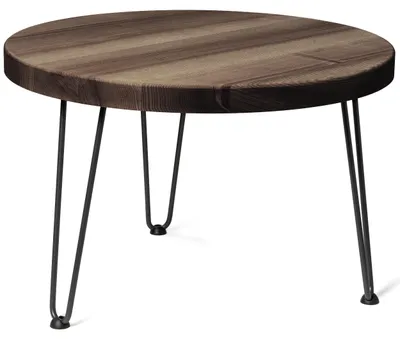 Produktbild von LAMO Manufaktur Couchtisch rund aus Holz 60 cm | Beistelltisch couch | Nachttisch Holz, Wohnzimmertisch klein, Kaffeetisch | Stärke: 40 mm, Farbe: Ebenholz, Beine: Schwarz, Höhe: 35 cm