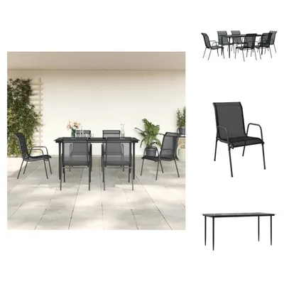 Image de vidaXL Ensemble de jardin 7 pièces noir acier et Textilène - Ensemble de meubles de jardin
