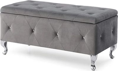 Sitzbank mit Stauraum Maribella Velvet Grau