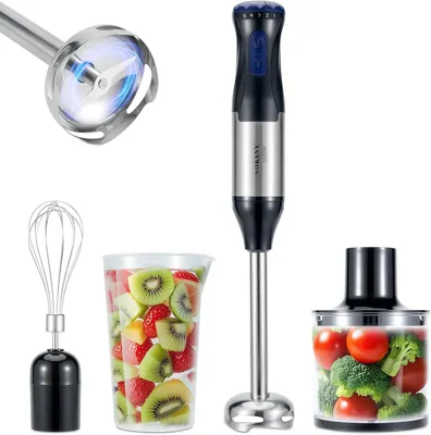 Produktbild von Stabmixer, 1000W Edelstahl Mixer, Pro 4-in-1 Stabmixer - Turbo-Funktion, Mixstab Pürierstab Quirl, 5 Geschwindigkeiten
