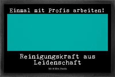 Produktbild von Mr. & Mrs. Panda Fussmatte Reinigungskraft Leidenschaft 50 x 75 cm - Schwarz - Geschenk, Schmutzfangmatte, Schmutzmatte, Schmutzfänger, fußmatte, Türmatte