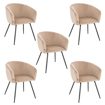 Obrázek produktu pro HOME DELUXE - Čalouněná židle ARIA - 5 kusů, barva: sametově béžová - měkké čalounění, max. nosnost 120 kg I Kuchyňská židle Jídelní židle Židle do jídelny