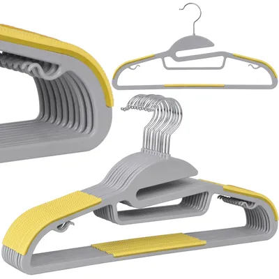 Imagen del producto de Perchas flexibles, juego de 10 unidades, en color gris y amarillo