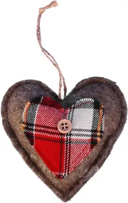 Imagen del producto de Adorno navideño, colgante con forma de CORAZÓN, de 10 cm, color ROJO