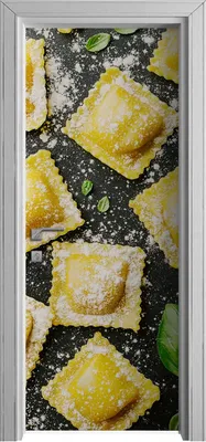 Produktbild von Tür Selbstklebende 80x210 cm Türfolie Türtapete Klebefolie - Ravioli Mehl und Basilikum