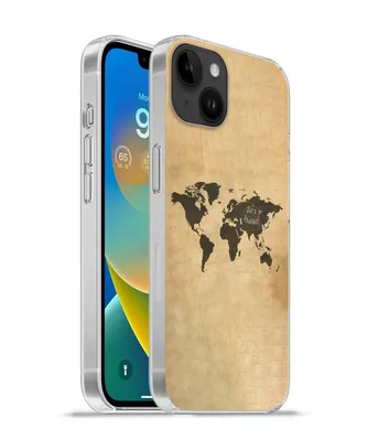Produktbild von MuchoWow® Handyhülle Schutzhülle Hülle für Apple iPhone 14 Plus - Soft case Weltkarte - Schwarz - Sprichwörter Silikon Softcase Handy Hülle - Abbildung