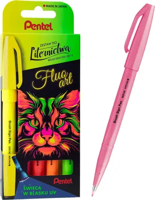 Produktbild von Brush Sign Pen Fluo Art Lettering Set 5 Farben SES15C-ST5FLUOPL Pentel