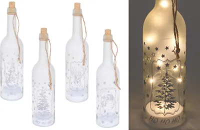 Produktbild von LED Dekoflasche - 4er Set - Flaschenlicht Wein Flasche Tisch Fenster Deko beleuchtet