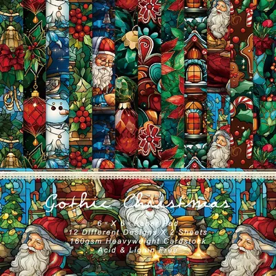 Weihnachts-Scrapbook-Papier, 24 Blatt, 15x15 cm, Bastelpapier, DIY