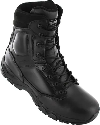A black Magnum Viper Pro 8.0 leather boot is shown against a white background.