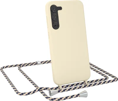 Produktbild von EAZY CASE Handykette kompatibel mit Samsung Galaxy S23 Plus Handyhülle zum Umhängen, Silikon Hülle mit Band, Schutzhülle mit Ersatzkordel, Stylische Kette für Smartphone, Taupe / Taupe Camouflage