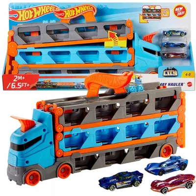 Produktbild von Hot Wheels Transporter 2in1 mit 1,8m Rennstrecke