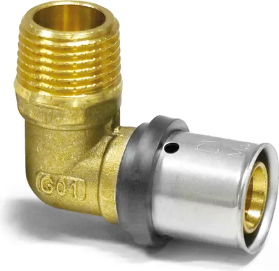 Produktbild von Pipetec Press-Übergangswinkel von Alu-Verbundrohr 16 x 2mm auf 1/2" Außengewinde : 16 x 2 mm - 1/2 Zoll Größe: 16 x 2 mm - 1/2 Zoll