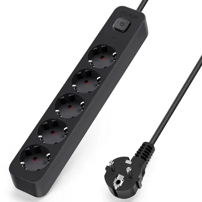 Imagen del producto de Aigostar, regleta de enchufes de 5 tomas, con interruptor, cable de extensión de 5 metros, color  – 5 metros, nuevo