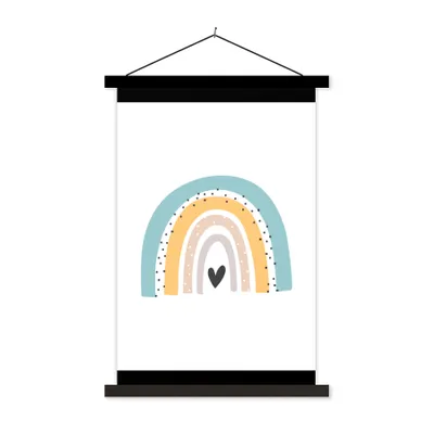 Produktbild von MuchoWow® Textilposter Regenbogen - Mädchen - Jungen - Herz - Pastell 120x160 cm mit schwarzem Rahmen - Magnetischer