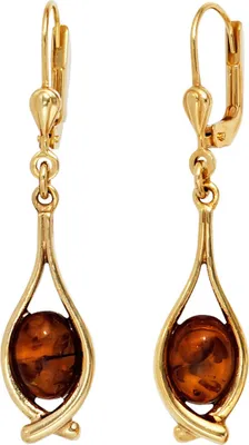 Produktbild von Ohrringe Ohrhänger Bernstein orange-braun 375 Gold Gelbgold Ohrschmuck
