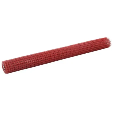 Produktbild von The Living Store Drahtzaun Stahl mit PVC-Beschichtung 25x1,5 m Rot