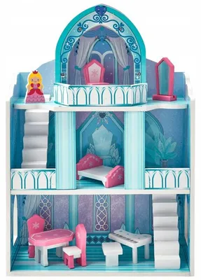Produktbild von ELEFUN Schneepalast der Prinzessin Holzpuppenhaus mit Möbeln