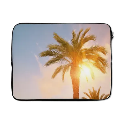 Produktbild von MuchoWow® Laptop Hülle 17 Zoll Laptoptasche Palme - Sommer - Sonne - Tropisch - Zipper - Schutzabdeckung
