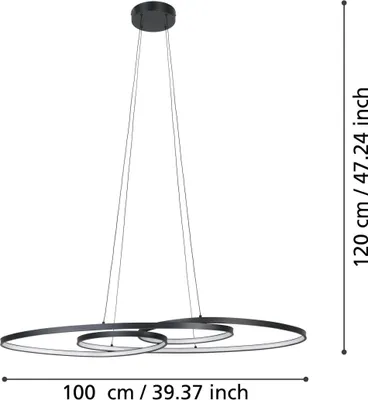 Image de Suspension LED Eglo Gianella noir et blanc 100 x 36 x 120 cm