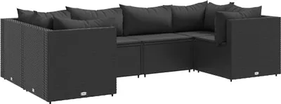 Obrázok produktu pre vidaXL 6-dielna záhradná súprava s vankúšmi Black Poly Rattan