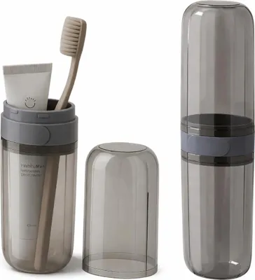 Obrázok produktu pre Puzdro na zubnú kefku na cestovanie – prenosné, plastové, sivé