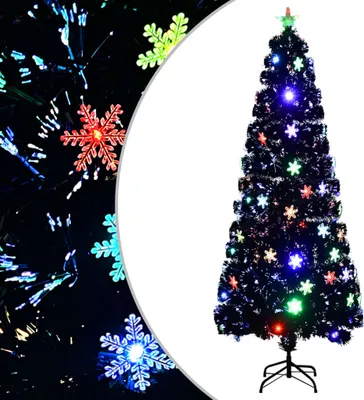 Immagine prodotto di The Living Store Albero di Natale con fiocchi di neve a LED nero 240 cm in fibra ottica
