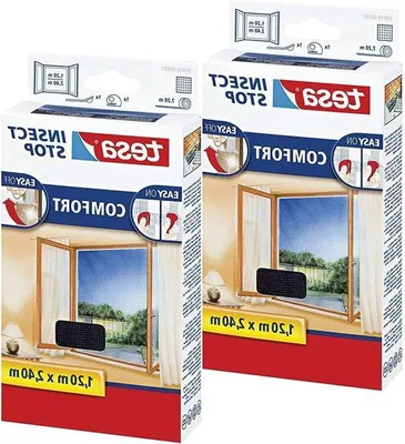 Produktbild von Famanu Insektenschutznetz für große Fenster - ohne Bohren - Antrazit - 120 cm x 240 cm (2 Stück)