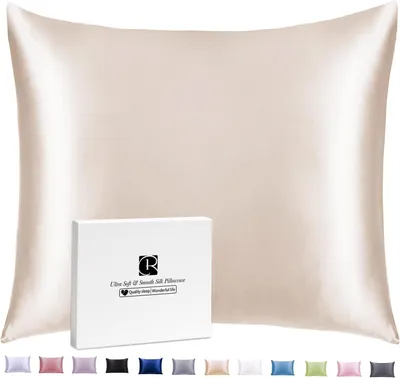 Zdjęcie produktu dla Jedwabna poszewka na poduszkę 80 x 80 cm, beżowa, z zamkiem, do włosów i skóry