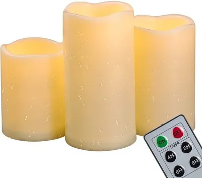 Obrázek produktu pro Odolné venkovní plastové čajové svíčky s časovačem a dlouhou výdrží baterií, světelné LED pochodně bez plamene pro venkovní použití na terase nebo v zahradě.