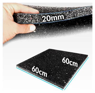Produktbild von Antivibrationsmatte Bautenschutzmatte Antirutschmatte Fallschutzmatten Terrassenpads Gummi schwarz 60x60x2cm