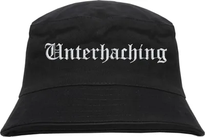 Produktbild von Unterhaching Fischerhut - Altdeutsch - bestickt -  Bucket Hat Anglerhut Hut Schwarz S/M