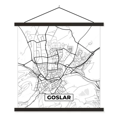 Produktbild von MuchoWow® Textilposter Karte - Goslar - Stadtplan 40x40 cm mit schwarzem Rahmen - Fotos