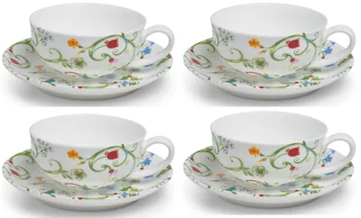 Produktbild von TeaLogic Fleurette Tasse 0,18L und Untertasse 4er Set Tuch