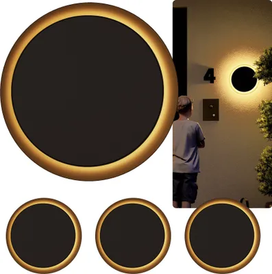 Produktbild von SSC-LUXon 4er Set IRELIA runde Wandlampe Ø 30cm indirektes Licht warmweiß / neutralweiß / kaltweiß - Wandleuchte schwarz Innen & Außen IP65