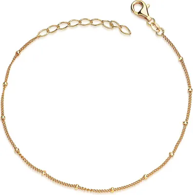 Produktbild von MATERIA by Matthias Wagner Gold Armkette Damen - 925 Silber Armband mit Kugeln 17-20cm SA-80-Gold