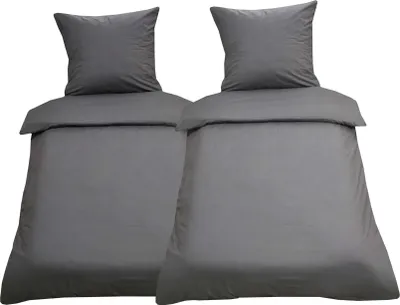 Produktbild von 4 teilige Uni Bettwäsche 135 x 200 cm anthrazit Einfarbig Renforce Baumwolle