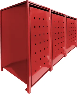 Produktbild von 3 Tailor MüllTonnennboxen Basic für 120 Liter Tonnen Stanzung 4 komplett in Rot