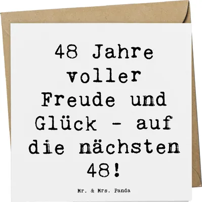 Produktbild von Mr. & Mrs. Panda faltkarte Spruch 48. Geburtstag Freude - Weiß - Geschenk, Glückwünsche, besonderer, Geburtstagsglückwünsche, personalisierte Geschenke, Glückwunschkarte