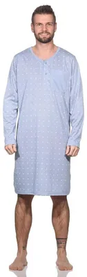 Produktbild von Herren Nachthemd langarm Sleepshirt; Hellgrau/M