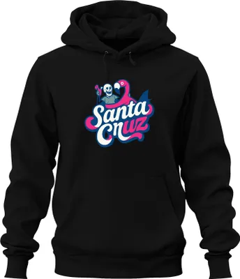 Produktbild von Santa Cruz Flamingo Skelett Strand California Surfen Skate Retro Uni Hoodie Kapuzenpullover, Schwarz, L
