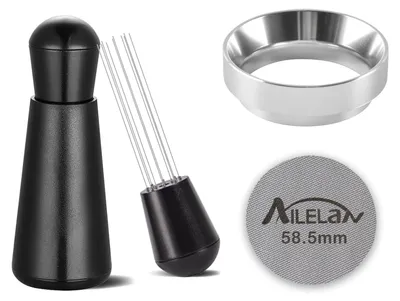 Espresso-Zubehörset, 58 mm, magnetisch, mit Pucksieb, Edelstahl, schwarz