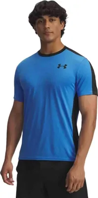 Produktbild von Under Armour HeatGear Wordmark Kurzarm-Oberteil für Herren, Erwachsener, Männlich, Schwarz, Blau, T-Shirt, Blue Atlantis / Black - 402, M
