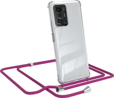 Produktbild von EAZY CASE Handykette kompatibel mit Xiaomi 11T / 11T Pro 5G, Handyhülle mit Umhängeband, Handykordel, Schutzhülle Clear, Band in Rosa
