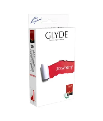 Produktbild von 10x Glyde Strawberry Kondome Vegan mit Aroma Erdbeere - Standardgröße