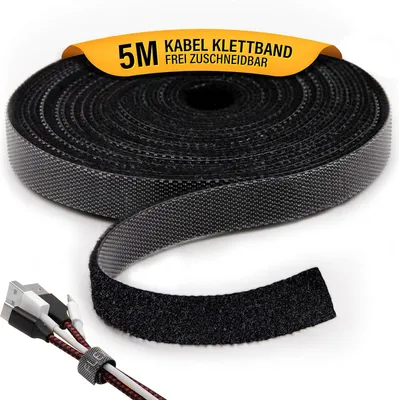 Produktbild von 5m Kabel Klettband Rolle frei zuschneidbar wiederverwendbar, H0725