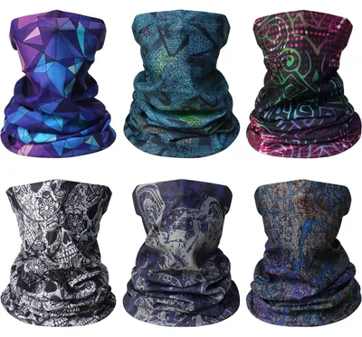 Productafbeelding van Multifunctionele bandana sjaal nekdoek - Winddicht en dun - Uni - 6 stuks - Voor sport en outdoor