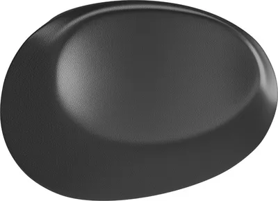 A close-up, studio shot of a black bathtub headrest.